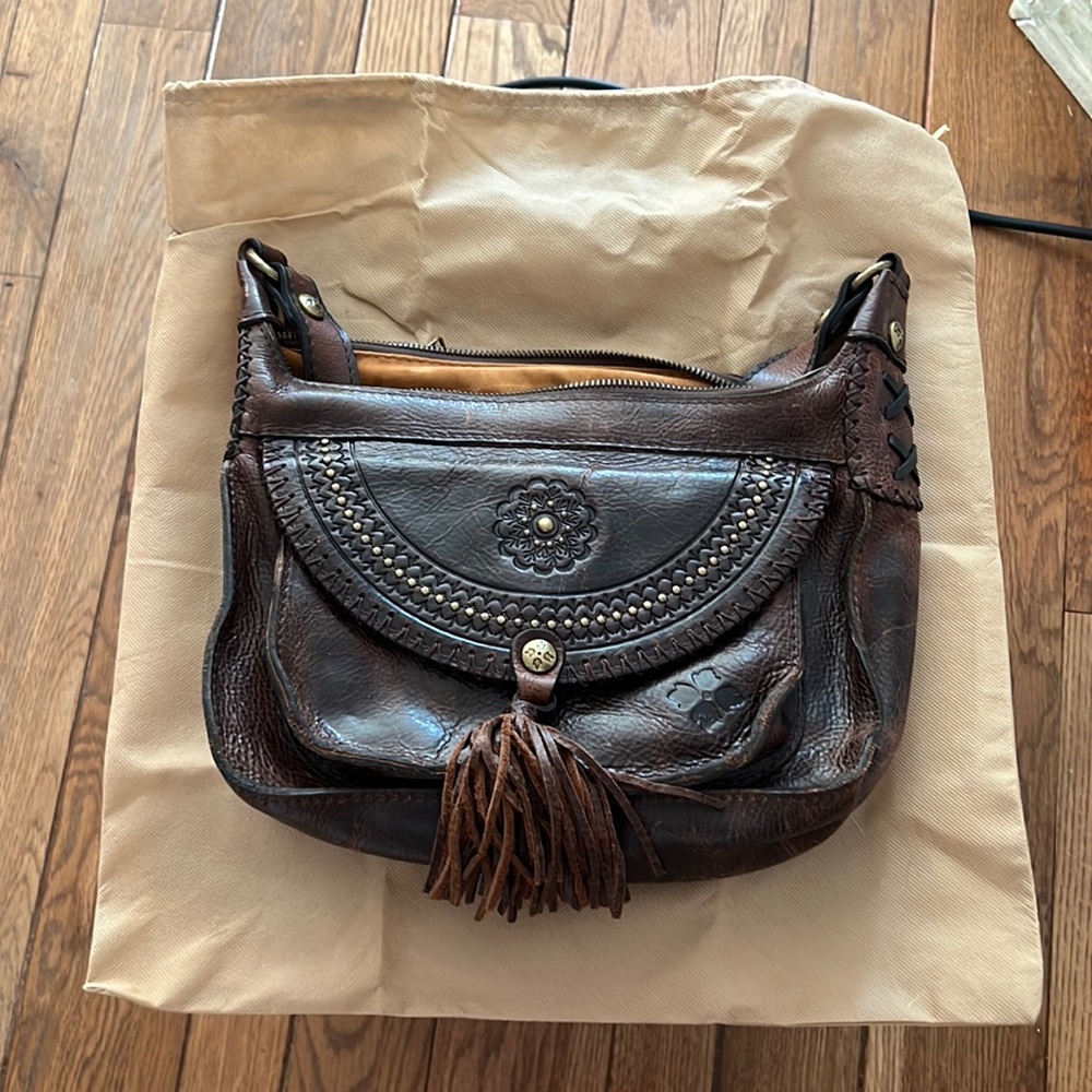 Patricia Nash, dark brown leather tassel purse